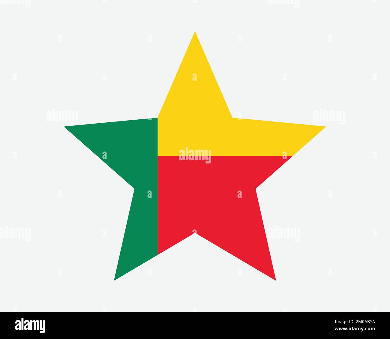 Bandiera Benin Star. Bandiera Beninese a forma di stella. Country National Banner icona simbolo vettore 2D Flat Illustrazione grafica Illustrazione Vettoriale