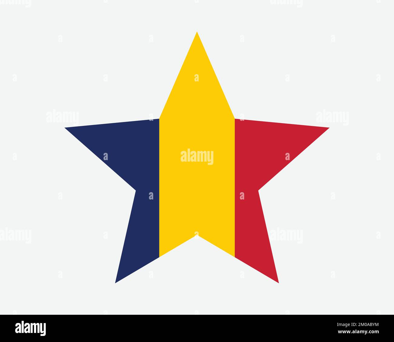 Bandiera Chad Star. Chadian Star Shape Flag. Country National Banner icona simbolo vettore 2D Flat Illustrazione grafica Illustrazione Vettoriale