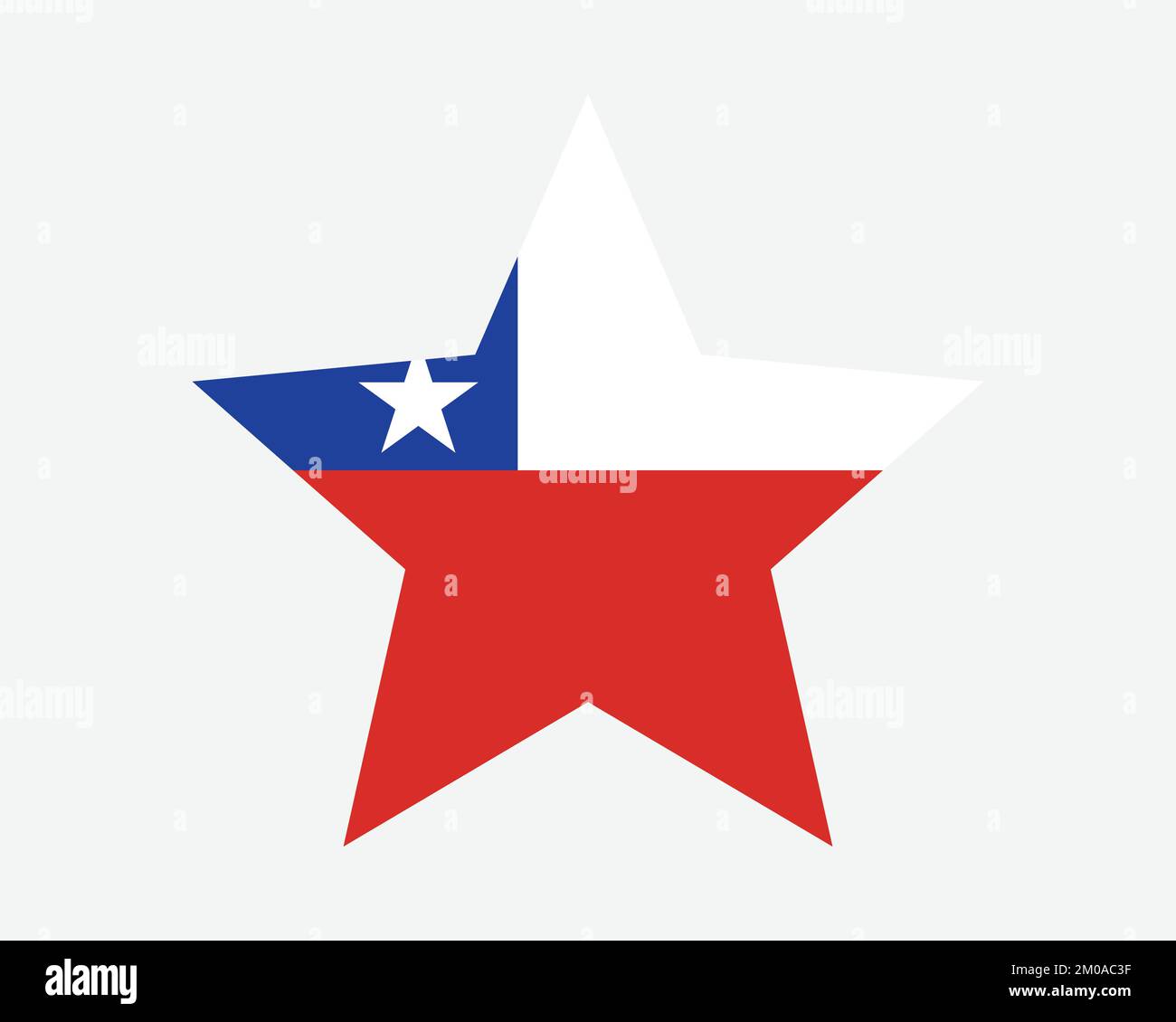 Bandiera Chile Star. Bandiera cilena a forma di stella. Country National Banner icona simbolo vettore 2D Flat Illustrazione grafica Illustrazione Vettoriale