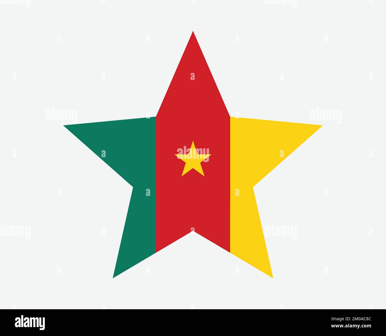 Bandiera Camerun Star. Bandiera a forma di stella del Camerun. Country National Banner icona simbolo vettore 2D Flat Illustrazione grafica Illustrazione Vettoriale