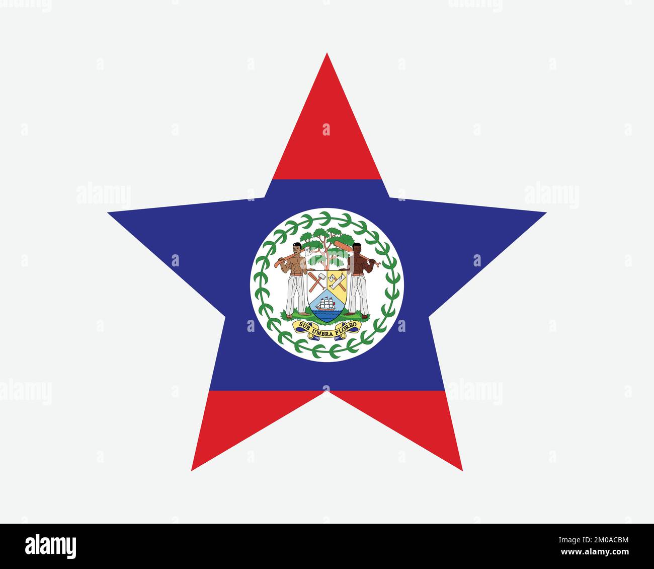 Bandiera Belize Star. Bandiera a forma di stella Belizean. Country National Banner icona simbolo vettore 2D Flat Illustrazione grafica Illustrazione Vettoriale