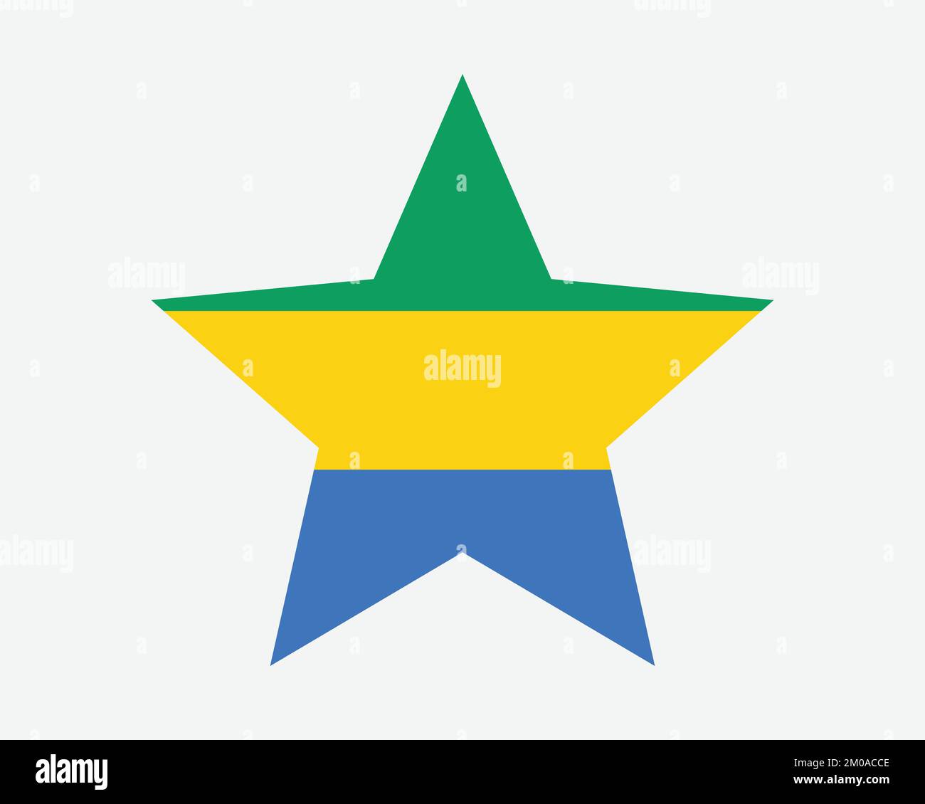 Bandiera Gabon Star. Bandiera Gabonese a forma di stella. Gabonaise Paese National Banner icona simbolo vettoriale piatto Illustrazione grafica Illustrazione Vettoriale