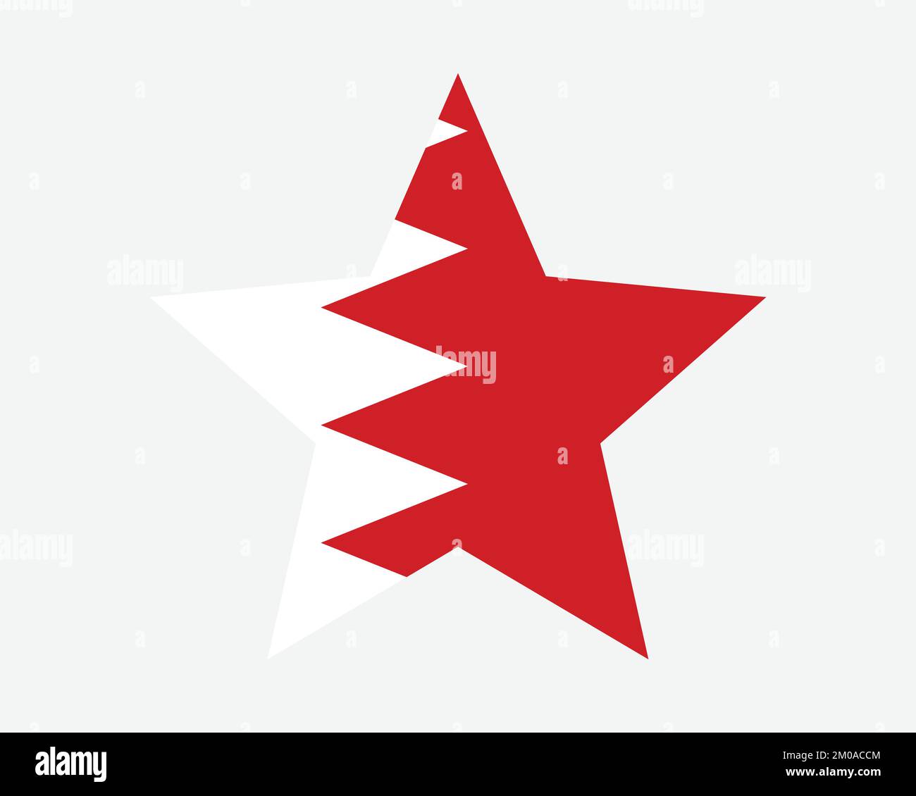 Bandiera Bahrain Star. Bandiera Bahraini a forma di stella. Country National Banner icona simbolo vettore 2D Flat Illustrazione grafica Illustrazione Vettoriale