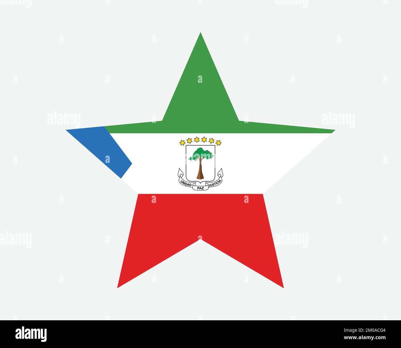 Bandiera della Guinea Equatoriale. Bandiera a forma di stella equatoguinea. Country National Banner icona simbolo Vector Flat Illustrazione grafica Illustrazione Vettoriale