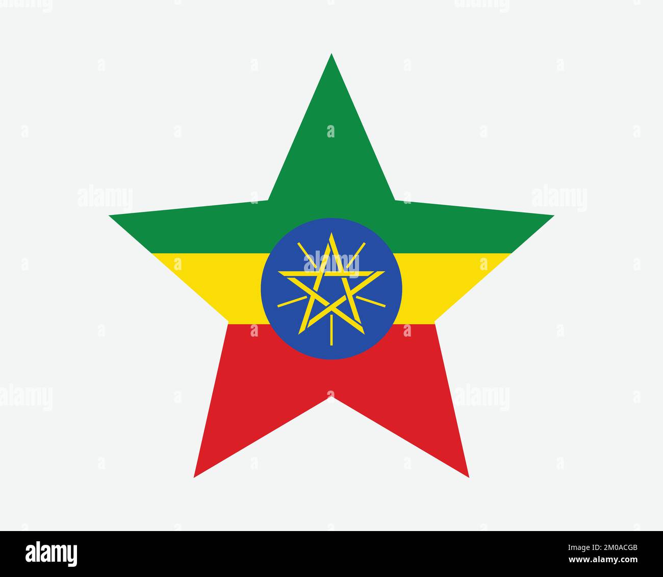 Bandiera Ethiopia Star. Bandiera etiope a forma di stella. Country National Banner icona simbolo Vector Flat Illustrazione grafica Illustrazione Vettoriale