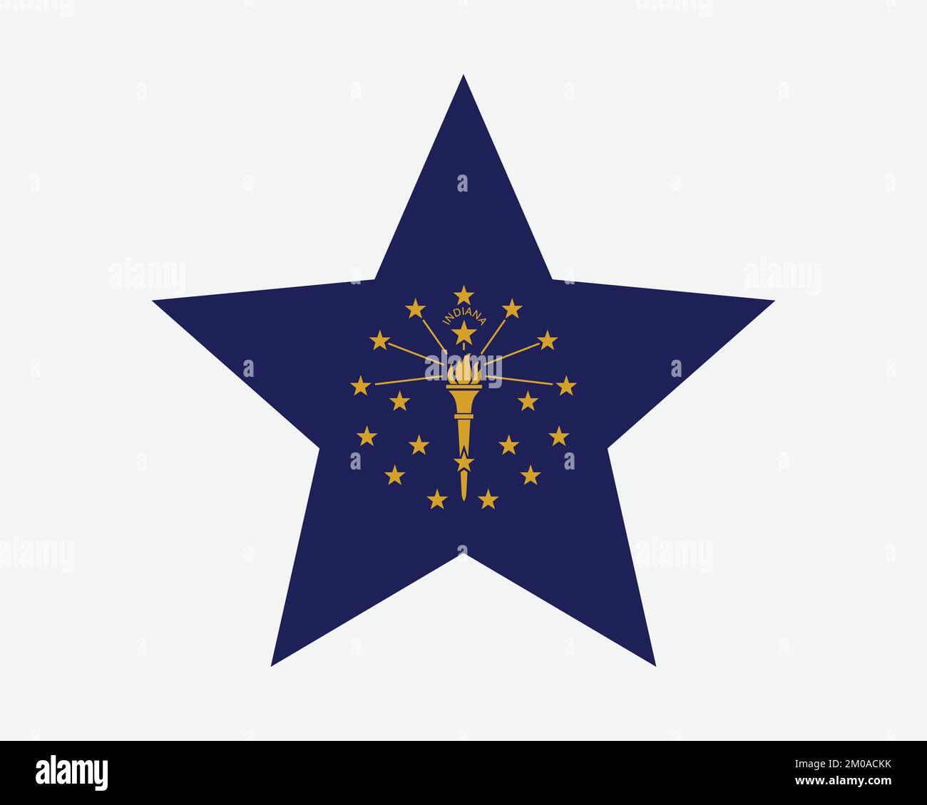 Bandiera Indiana Star. NEGLI Stati Uniti Five Point Star Shape state Flag. Hoosier Indianan US Banner icona simbolo Vector Flat Illustrazione grafica Illustrazione Vettoriale