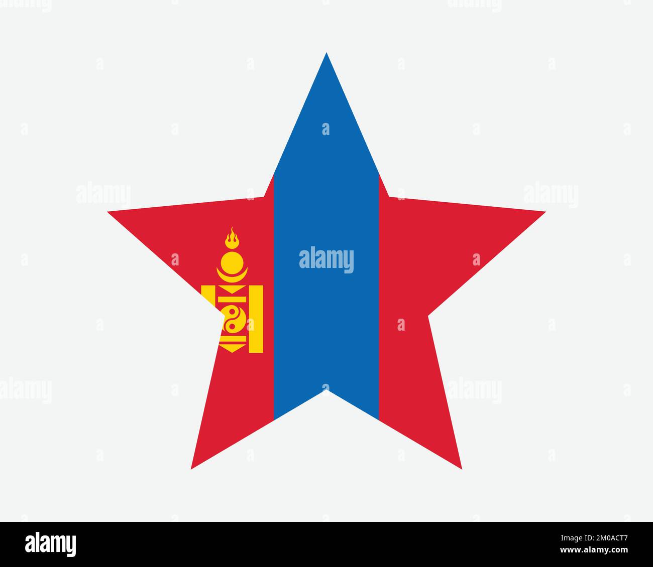 Bandiera Mongolia Star. Bandiera mongola a forma di stella. Mongol Country National Banner icona simbolo vettoriale piatta Illustrazione grafica Illustrazione Vettoriale