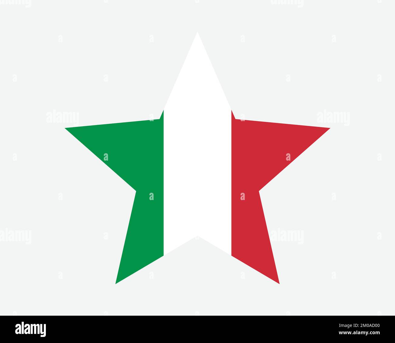 Italia bandiera a stelle. Bandiera italiana a forma di stella. Country National Banner icona simbolo Vector Flat Illustrazione grafica Illustrazione Vettoriale