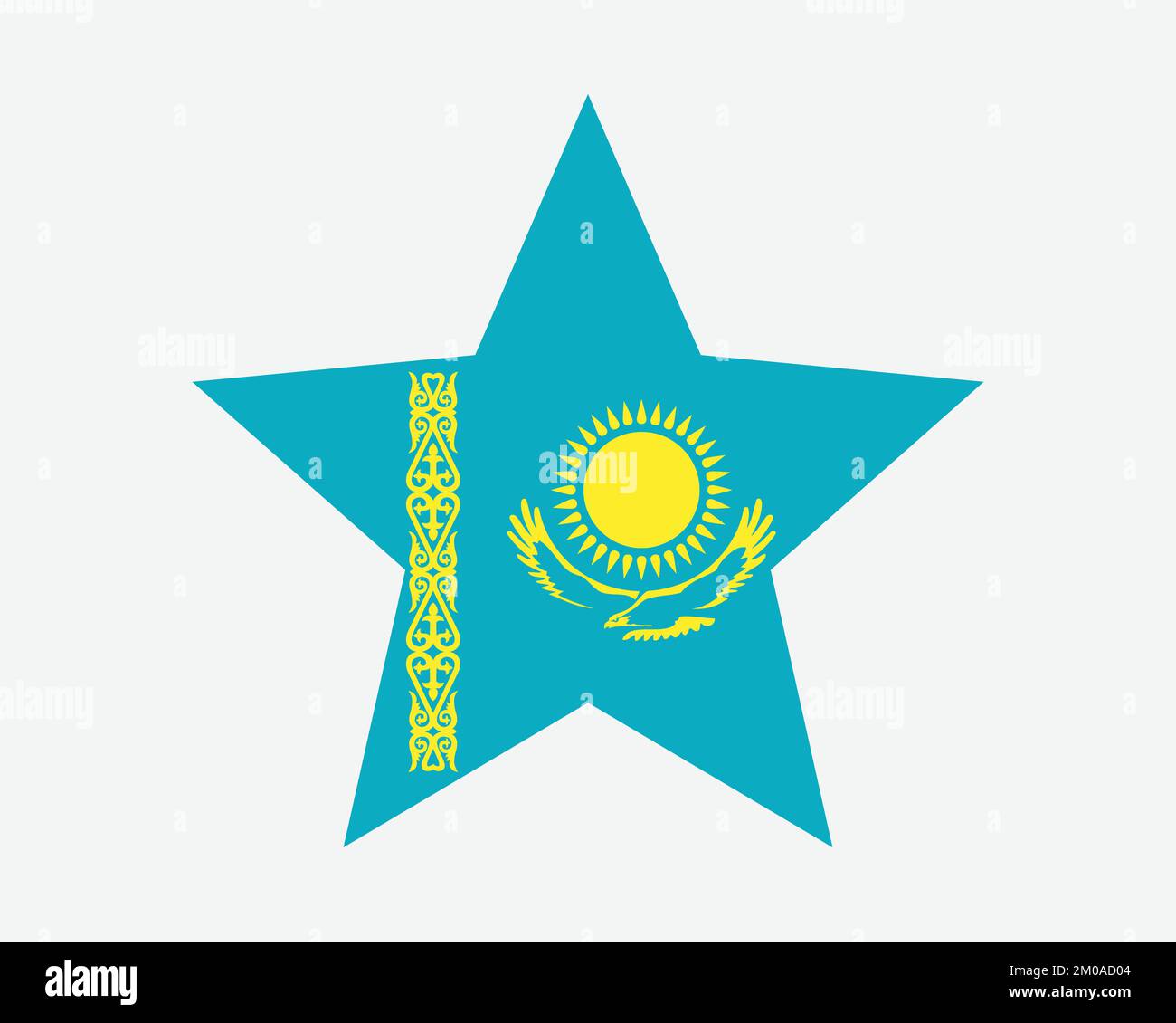 Kazakhstan Star Flag. Kazakistani Stella forma Bandiera. Country National Banner icona simbolo Vector Flat Illustrazione grafica Illustrazione Vettoriale