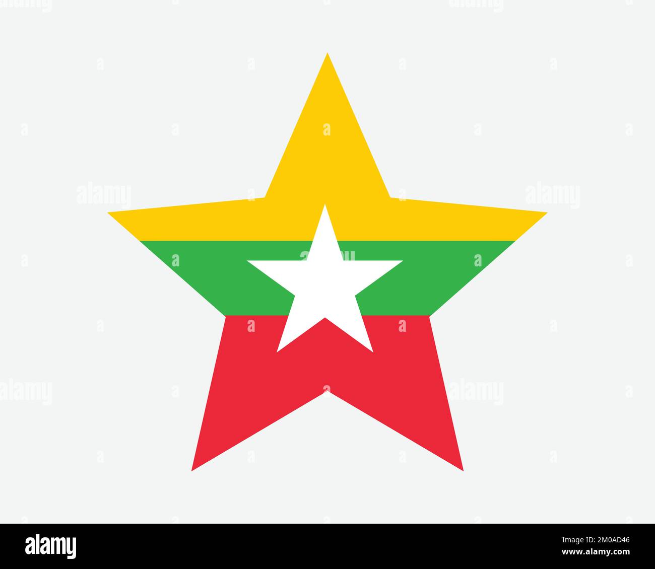 Bandiera della Stella del Myanmar. Bandiera a forma di stella birmana. Burmese Paese Nazionale Banner icona simbolo Vector Flat Illustrazione grafica Illustrazione Vettoriale