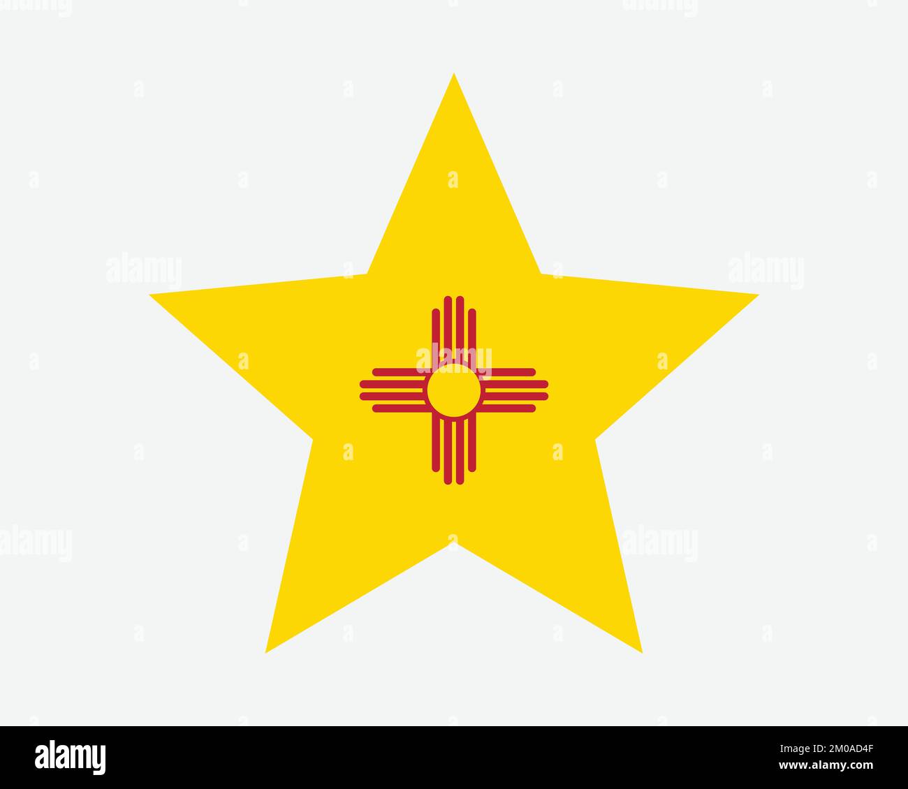 Bandiera a stella del New Mexico. BANDIERA di stato a forma di stella A CINQUE punti DEGLI STATI UNITI D'AMERICA. Illustrazione grafica dell'icona del nuovo banner americano messicano simbolo vettoriale piatto Illustrazione Vettoriale