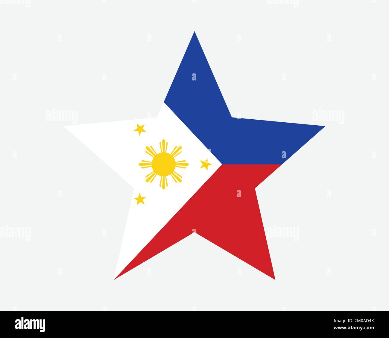 Filippine bandiera della stella. Bandiera a forma di stella filippina. Filippine Paese National Banner icona simbolo Vector Flat Illustrazione grafica Illustrazione Vettoriale
