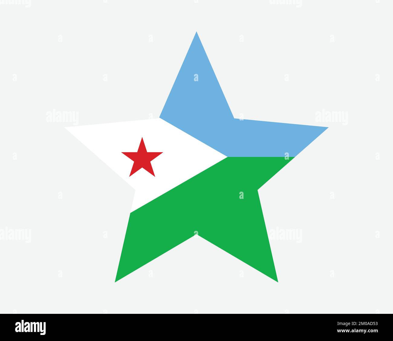 Bandiera Gibuti. Bandiera Gibuti a forma di stella. Country National Banner icona simbolo vettore 2D Flat Illustrazione grafica Illustrazione Vettoriale