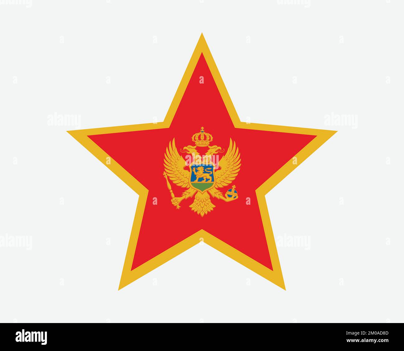 Bandiera Stellare del Montenegro. Bandiera a forma di stella montenegrina. Montenegro Paese National Banner icona simbolo Vector Flat Illustrazione grafica Illustrazione Vettoriale