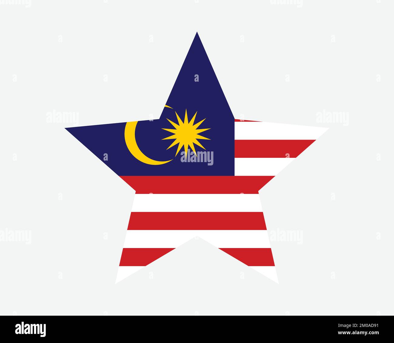 Bandiera della Malesia. Bandiera malese a forma di stella. Country National Banner icona simbolo Vector Flat Illustrazione grafica Illustrazione Vettoriale