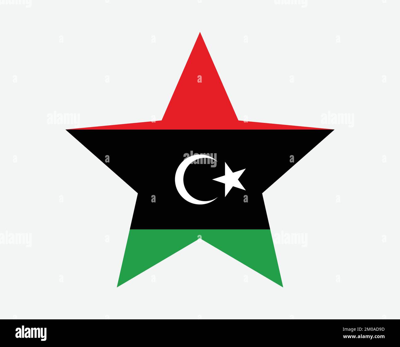 Bandiera della Libia. Bandiera libica a forma di stella. Country National Banner icona simbolo Vector Flat Illustrazione grafica Illustrazione Vettoriale