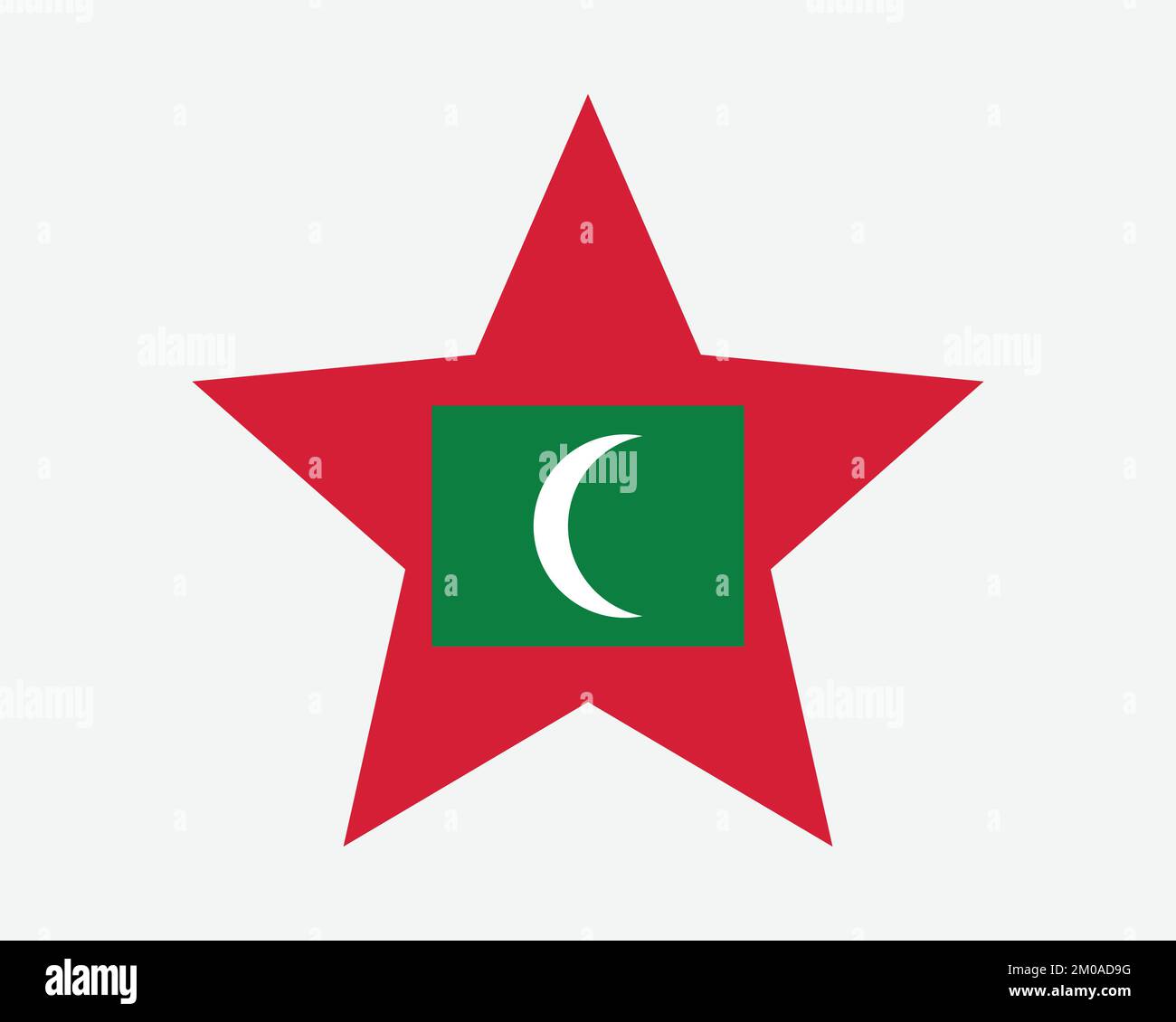 Bandiera delle Maldive. Bandiera a forma di stella maldiviana. Country National Banner icona simbolo Vector Flat Illustrazione grafica Illustrazione Vettoriale