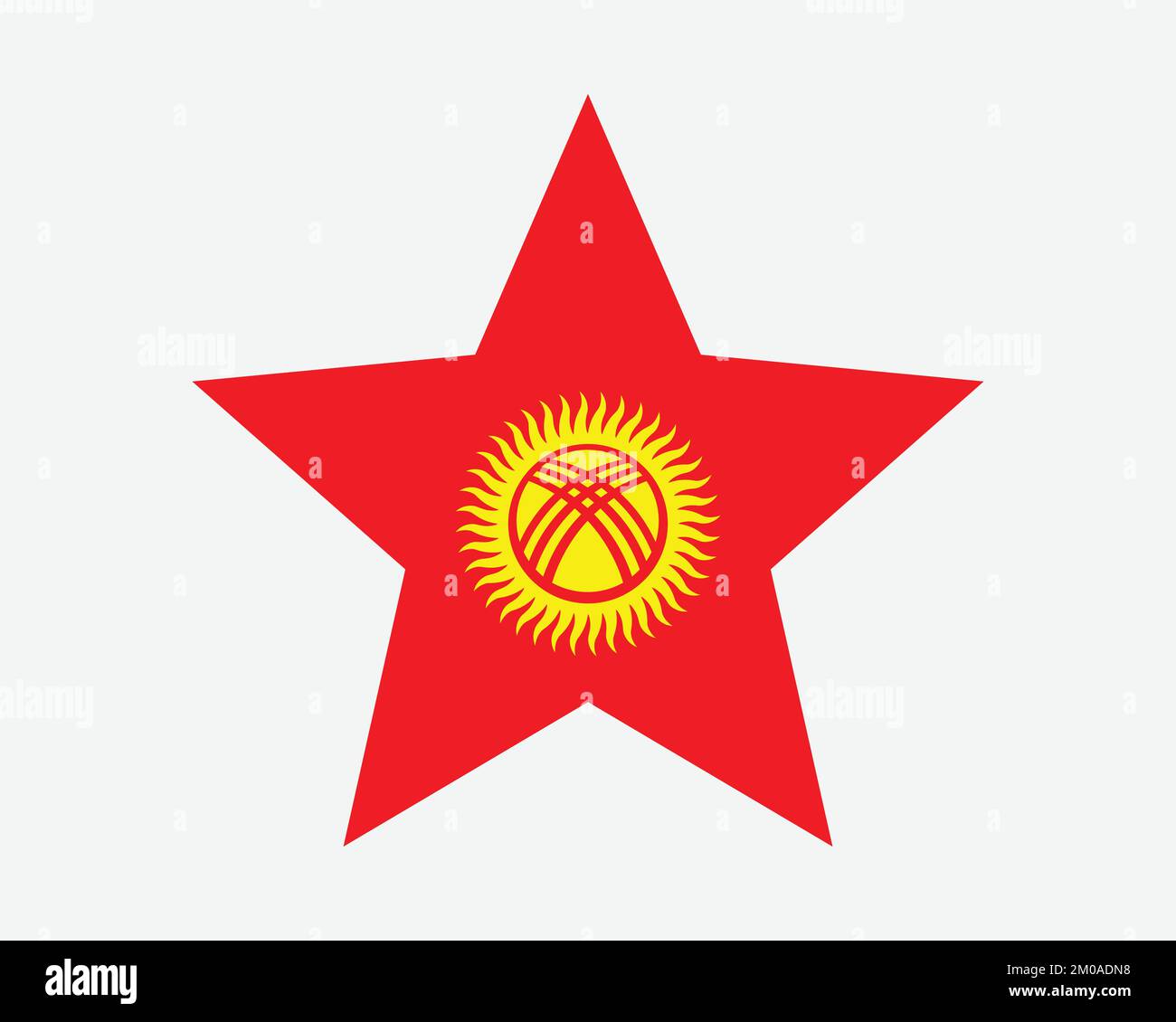 Kirghizstan Star Flag. Bandiera a forma di stella della Repubblica del Kirghizistan. Country National Banner icona simbolo Vector Flat Illustrazione grafica Illustrazione Vettoriale