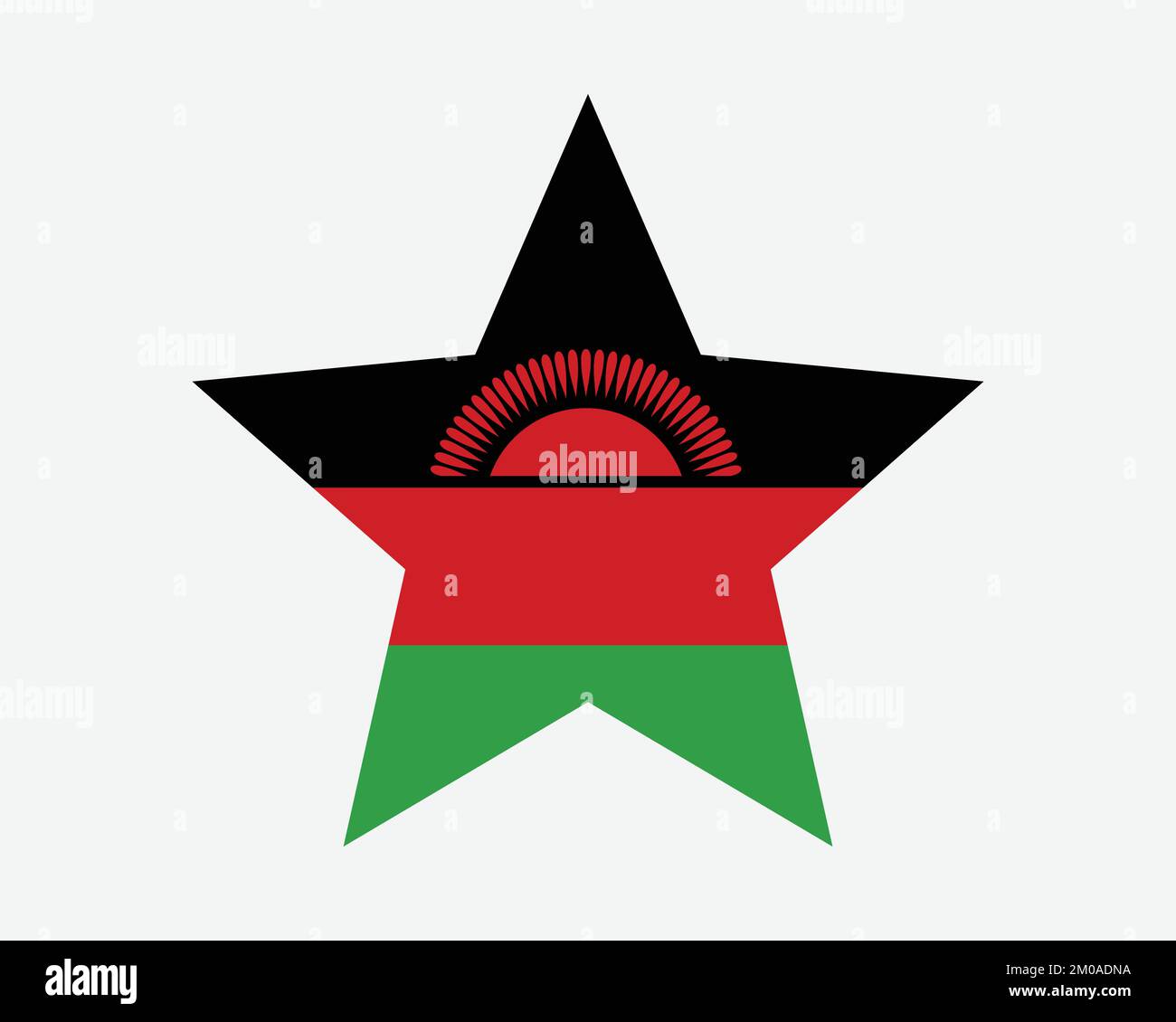 Bandiera Malawi Star. Bandiera Malawia Star Shape. Country National Banner icona simbolo Vector Flat Illustrazione grafica Illustrazione Vettoriale