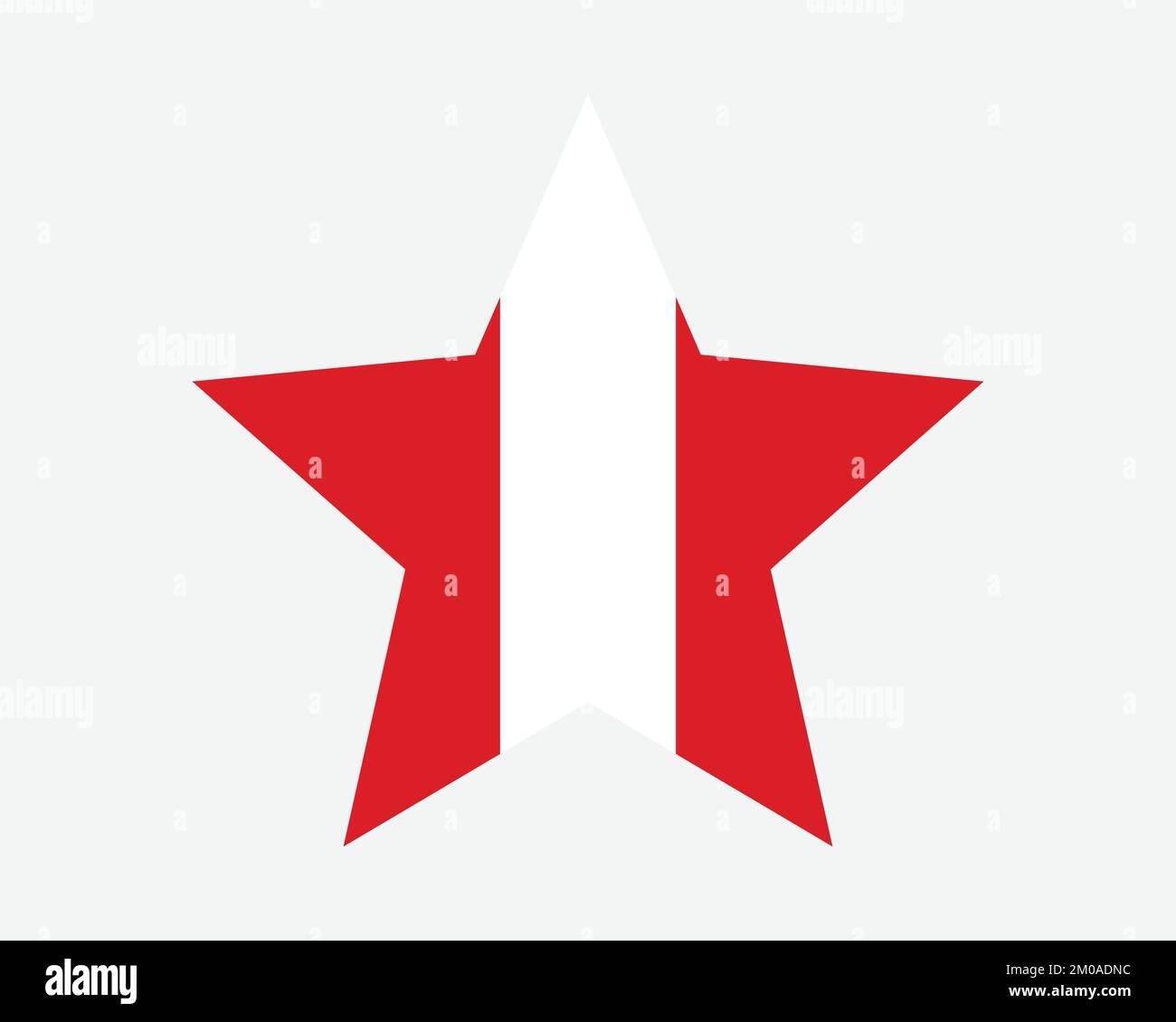 Bandiera di Peru Star. Bandiera peruviana a forma di stella. Repubblica del Perù Paese National Banner icona simbolo vettoriale piatto Illustrazione grafica Illustrazione Vettoriale
