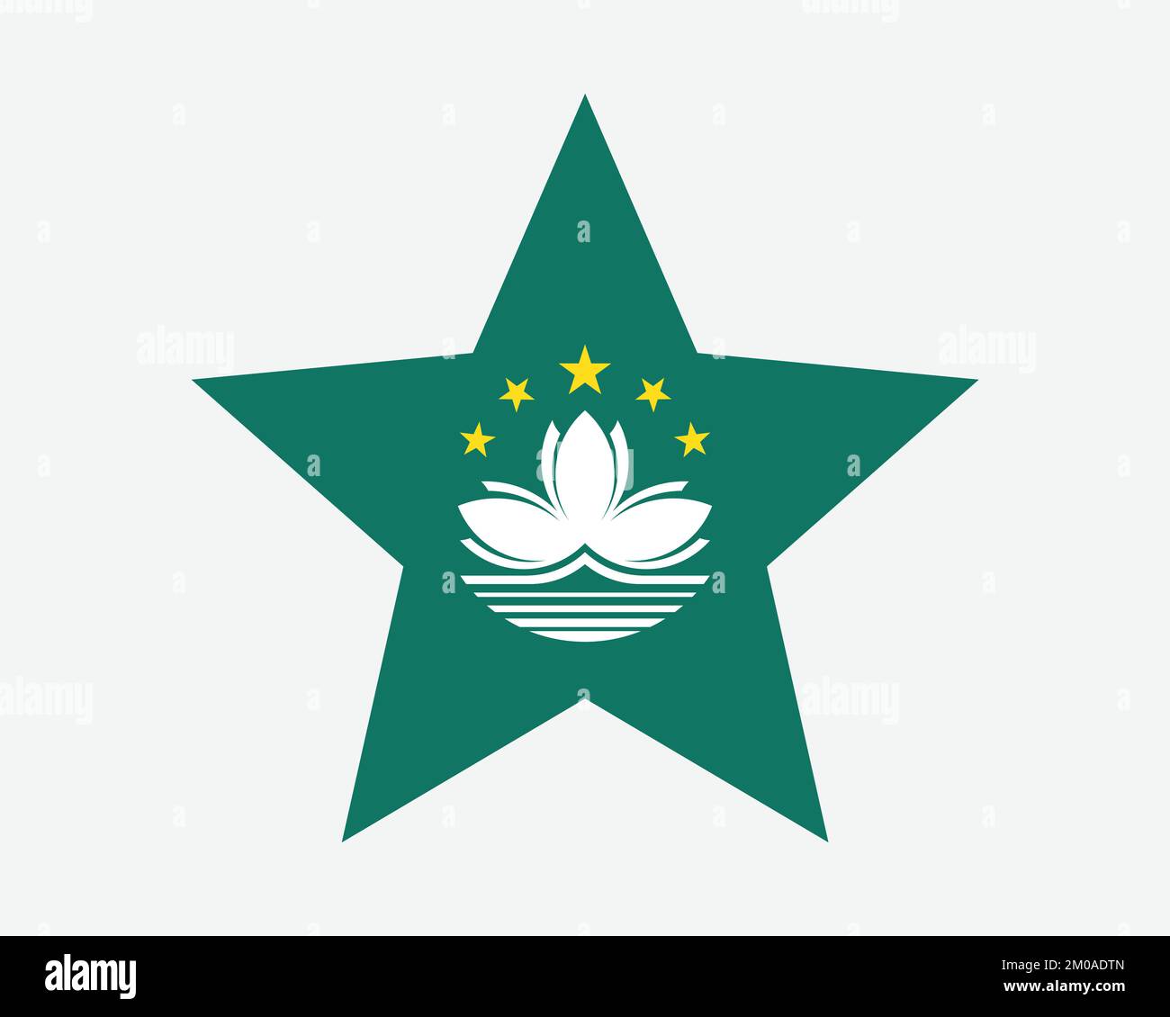 Bandiera di Macau. Bandiera a forma di stella Macao. Country National Banner icona simbolo Vector Flat Illustrazione grafica Illustrazione Vettoriale