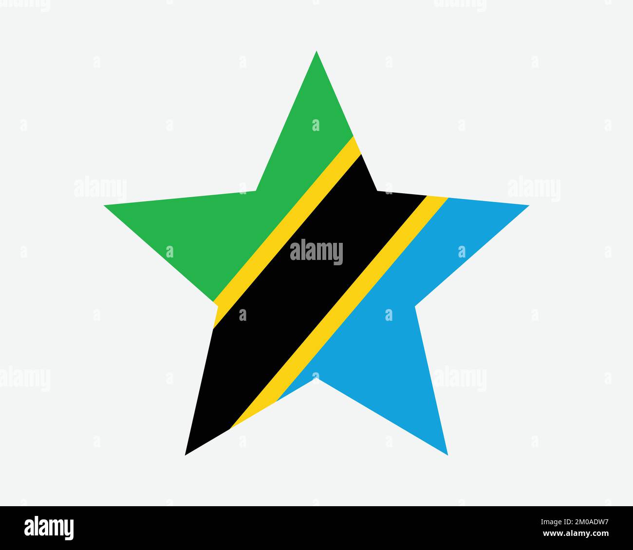 Bandiera della Tanzania. Tanzanian Star Shape Flag United Republic of Tanzania Country National Banner icona simbolo Vector Flat Illustrazione grafica Illustrazione Vettoriale