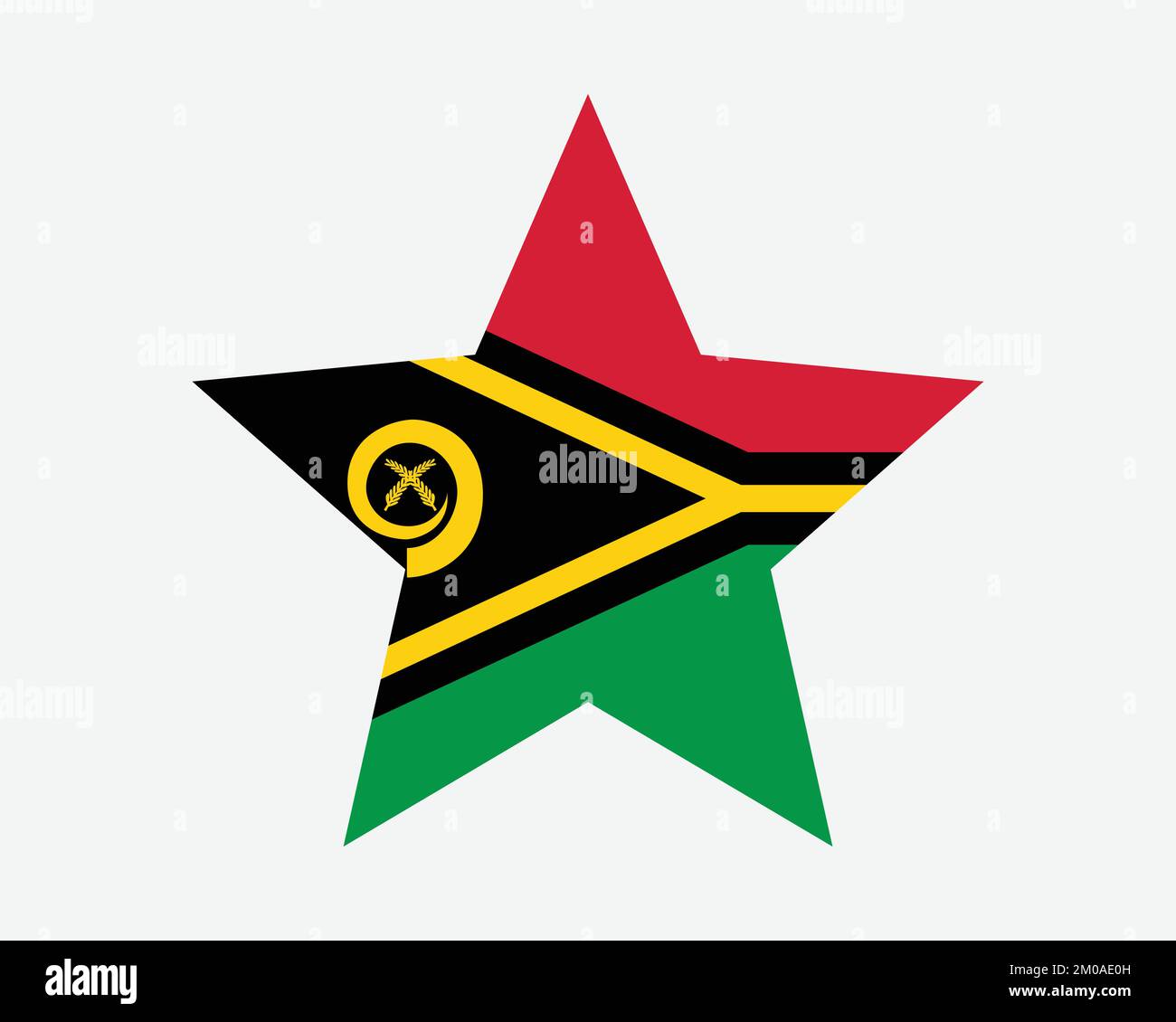 Bandiera Vanuatu Star. Bandiera Vanuatuan Star Shape. Repubblica di Vanuatu Paese National Banner icona simbolo vettoriale piatto Illustrazione grafica Illustrazione Vettoriale