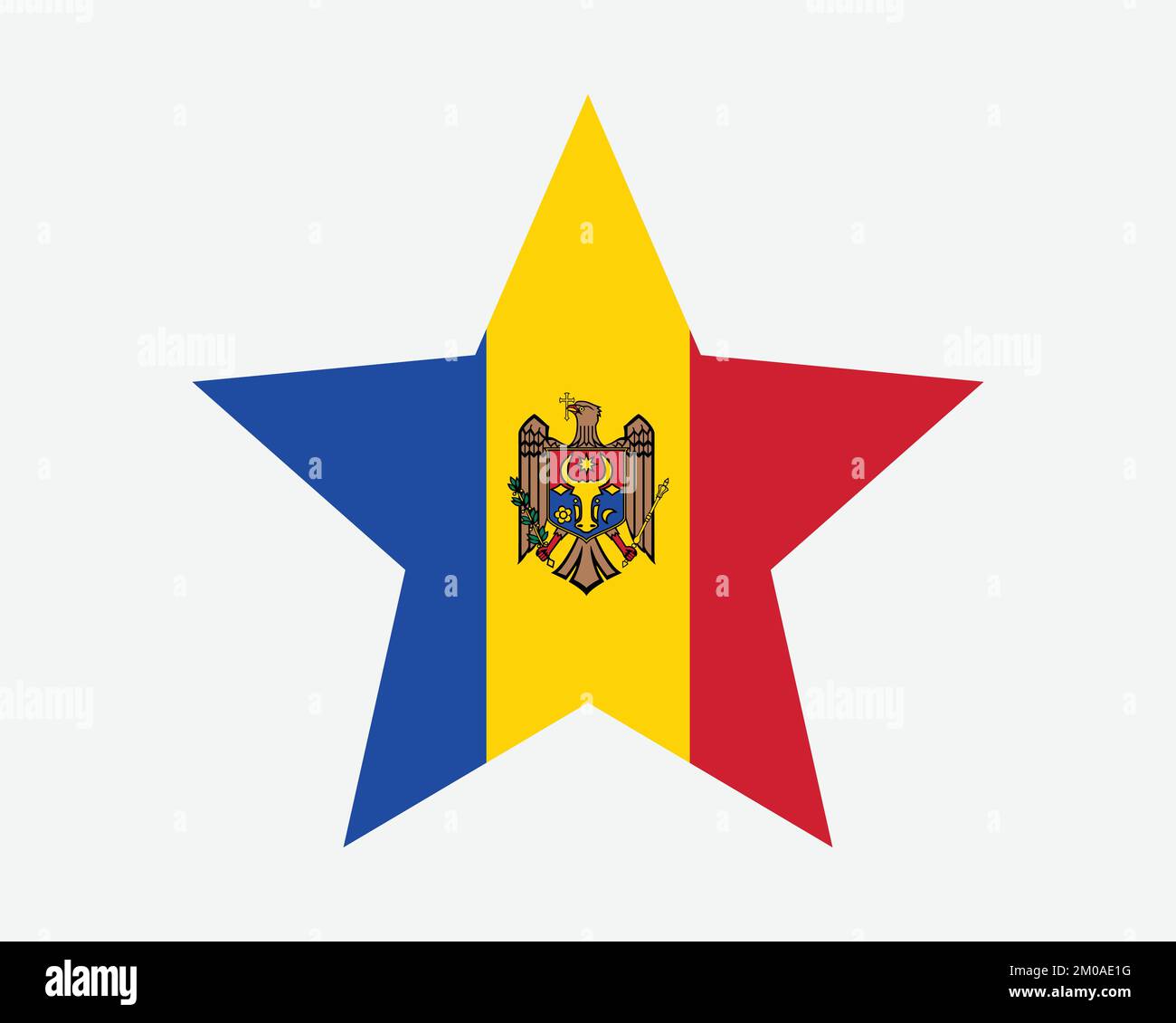 Bandiera della Moldova. Moldovans Star Shape Flag. Moldovo Paese Nazionale Banner icona simbolo Vector Flat Illustrazione grafica Illustrazione Vettoriale