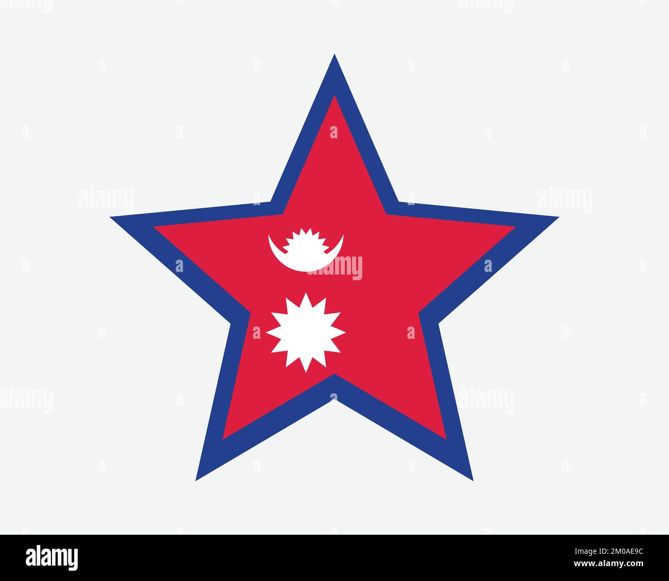 Bandiera del Nepal. Bandiera a forma di stella nepalese. Nepalese Paese Nazionale Banner icona simbolo Vector Flat Illustrazione grafica Illustrazione Vettoriale