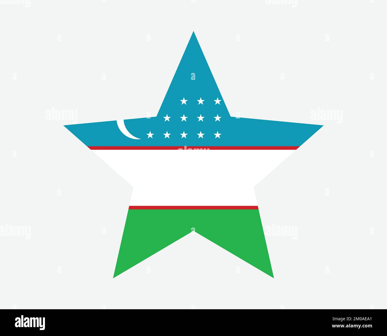 Bandiera Uzbekistan Stella. Bandiera Uzbekistani a forma di stella. Uzbekistan Paese Nazionale Banner icona simbolo vettoriale piatta Illustrazione grafica Illustrazione Vettoriale