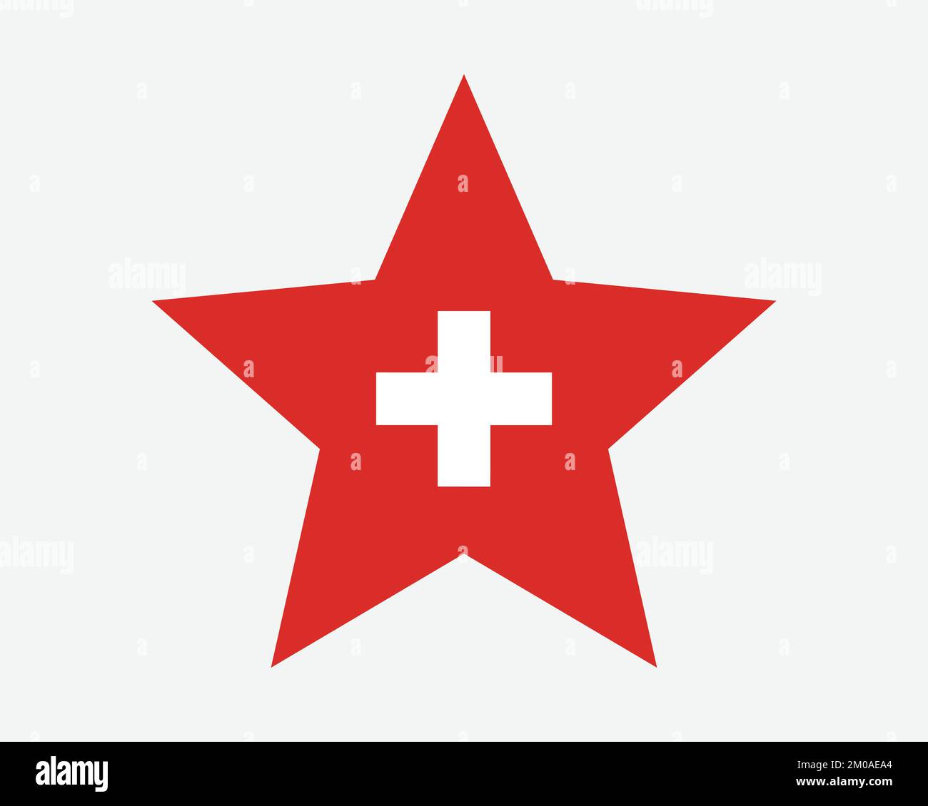 Bandiera Svizzera Stella. Bandiera a forma di stella della Confederazione svizzera. Country National Banner icona simbolo Vector Flat Illustrazione grafica Illustrazione Vettoriale