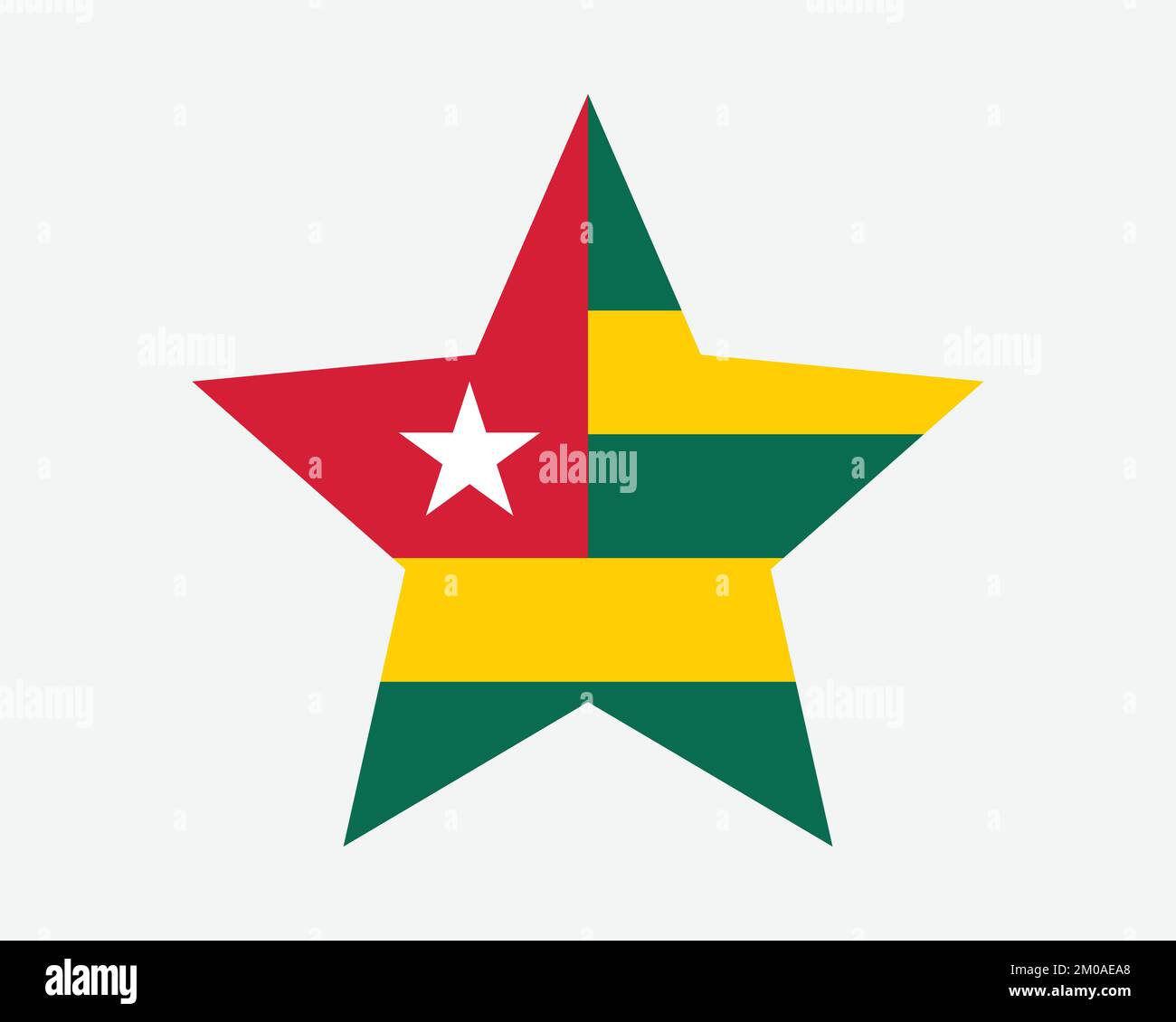 Bandiera Togo Star. Bandiera a forma di stella della Repubblica Togolese. Country National Banner icona simbolo Vector Flat Illustrazione grafica Illustrazione Vettoriale