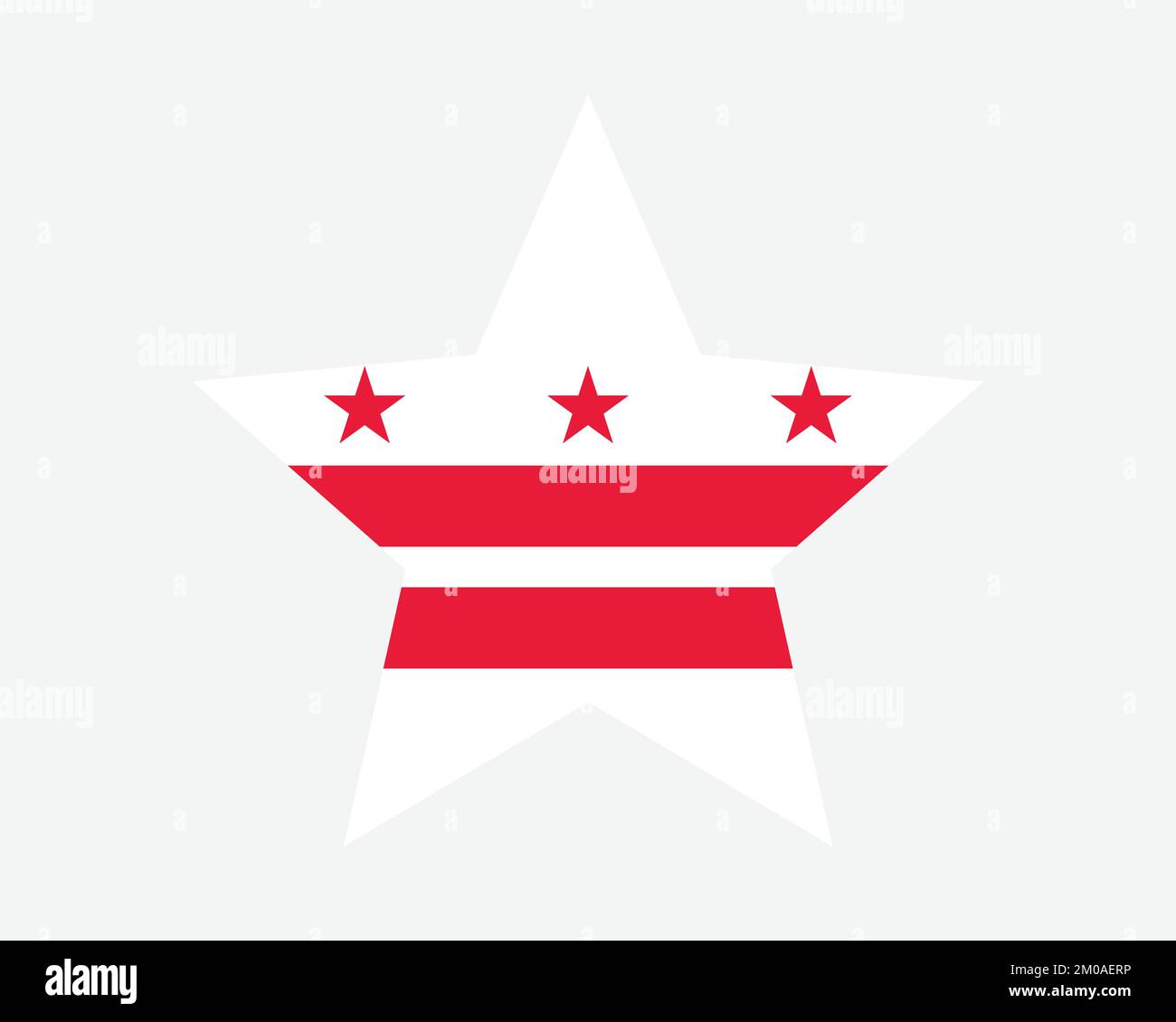 Washington DC Star Flag. District of Columbia USA Five Point Star Shape Flag. Washingtonian US D.C. Icona banner simbolo Vector Flat Artwork Illustratio Illustrazione Vettoriale