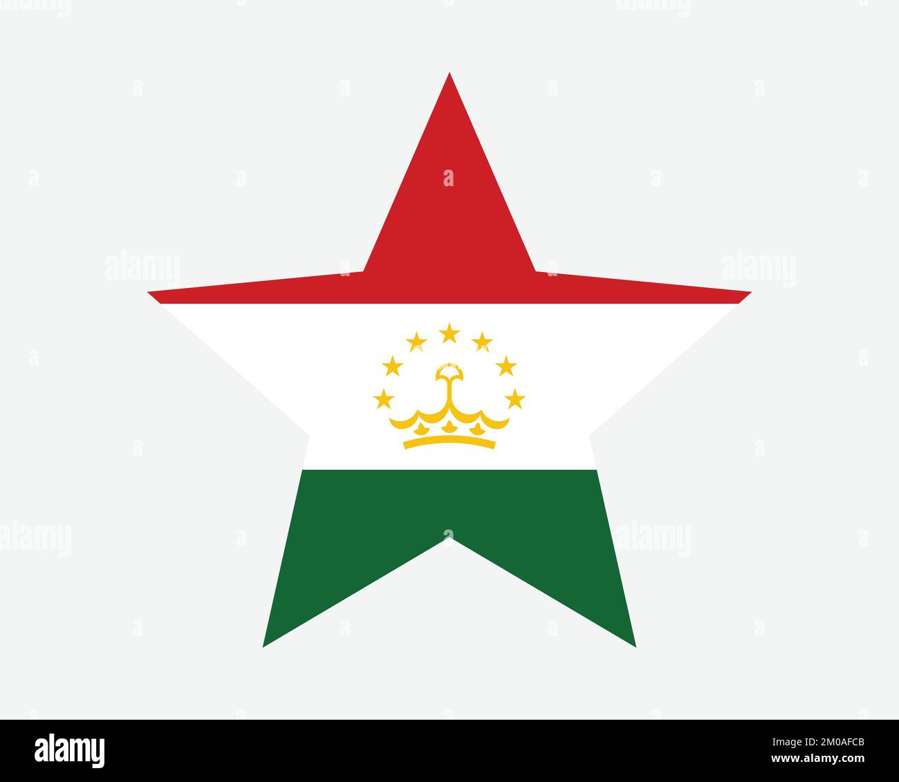 Tagikistan bandiera stellare. Tajik Star Shape Flag. Tajikistani Country National Banner icona simbolo vettore piatto Illustrazione grafica Illustrazione Vettoriale
