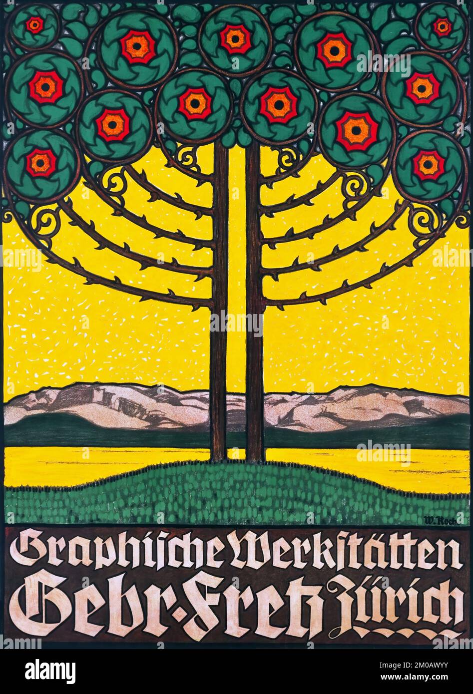 Poster pubblicitario Fritz Brothers Graphics Workshop (inizio anni '1900) Zürich Foto Stock