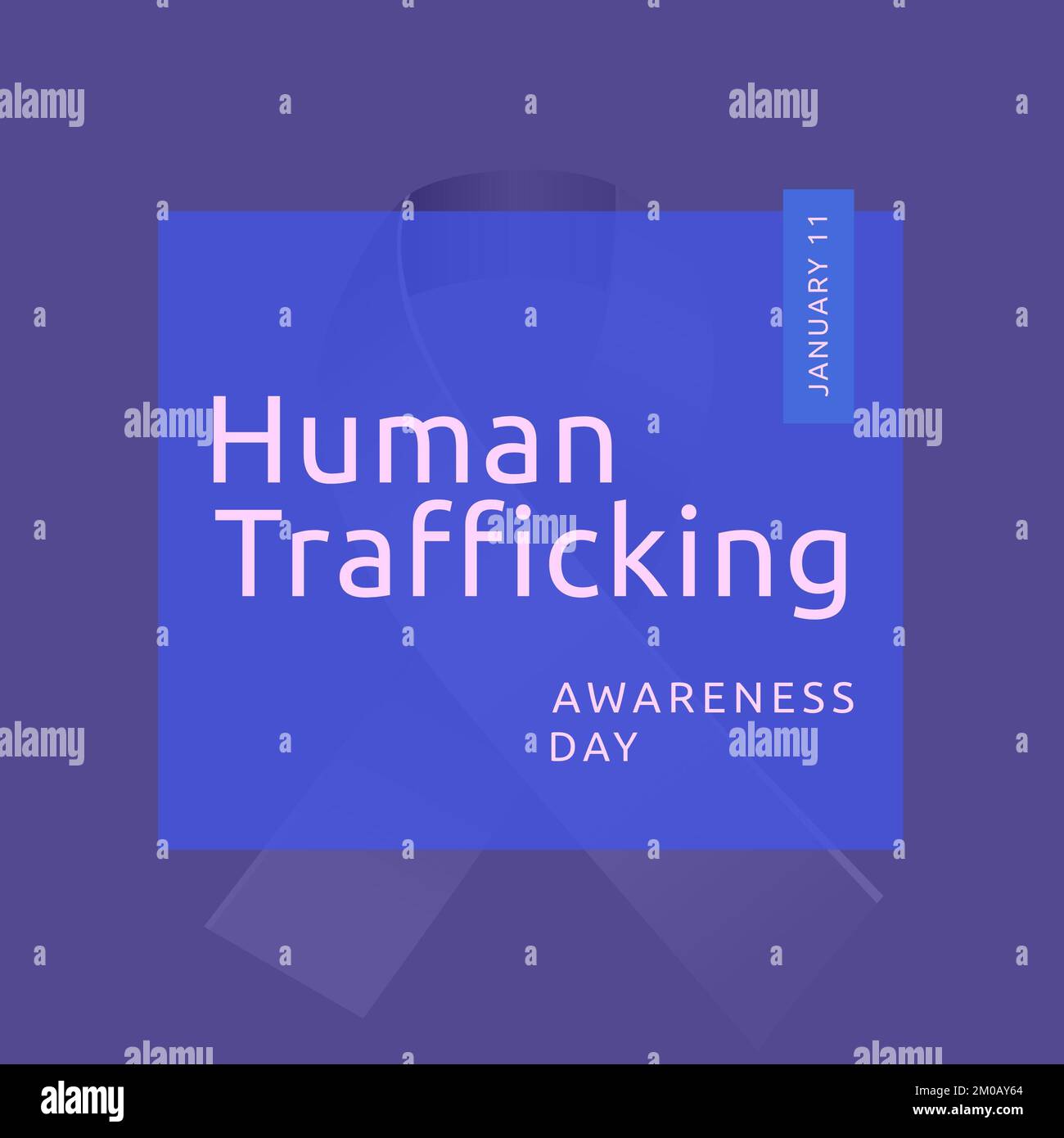 Immagine della giornata di sensibilizzazione sulla tratta di esseri umani su sfondo viola con nastro Foto Stock