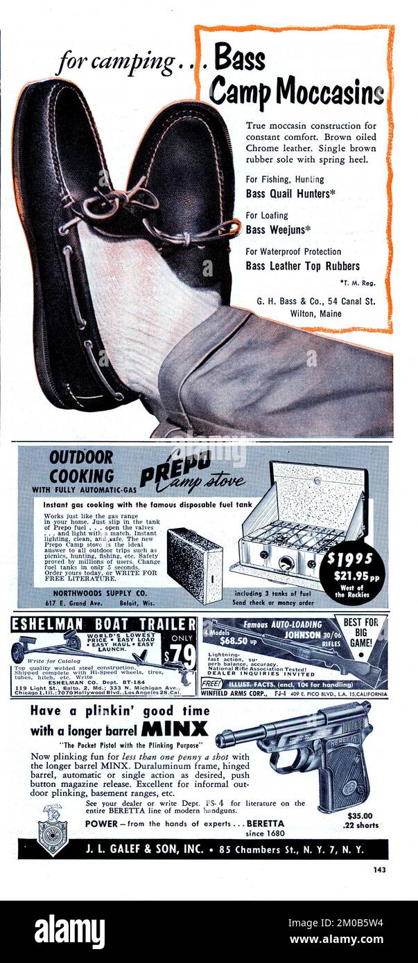 Vintage Aprile 1954 'Field & Stream' numero di rivista Advert, USA Foto Stock