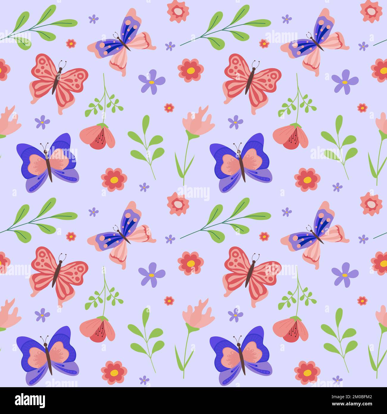 Modello senza cuciture con graziose farfalle Illustrazione Vettoriale