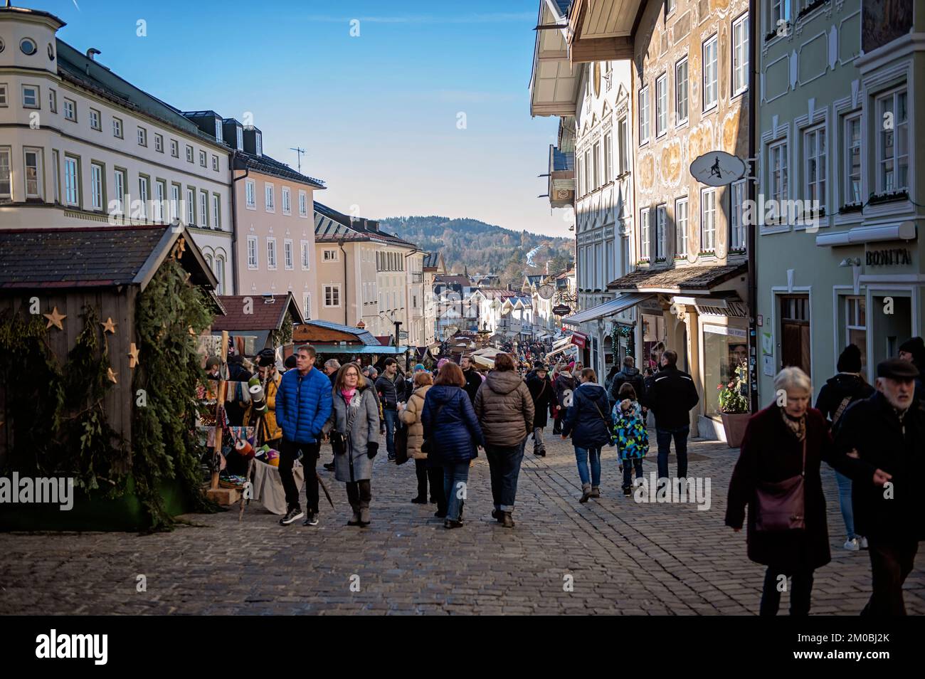 Mercatino di Natale a Bad Tölz, Germania Foto Stock