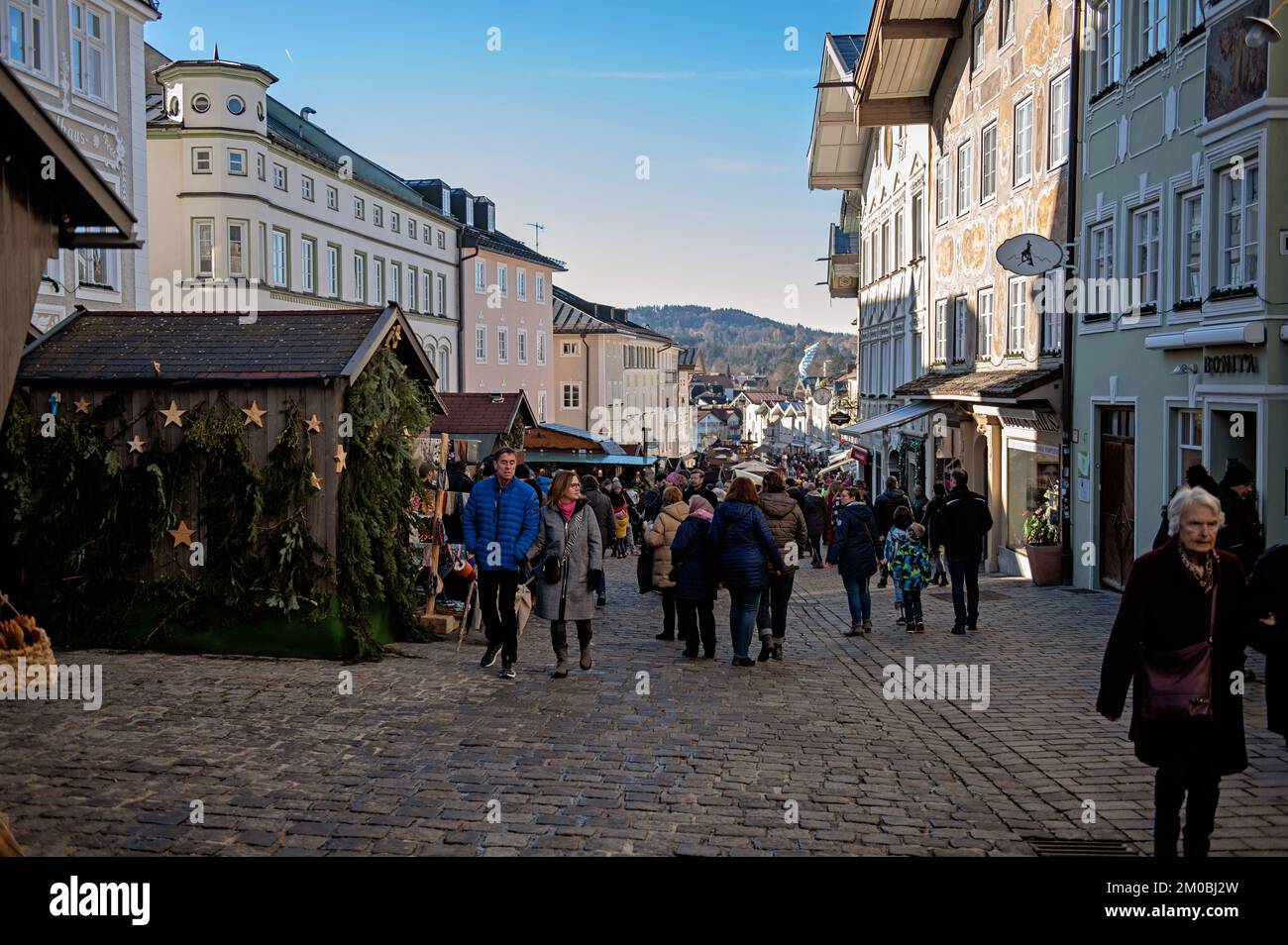 Mercatino di Natale a Bad Tölz, Germania Foto Stock