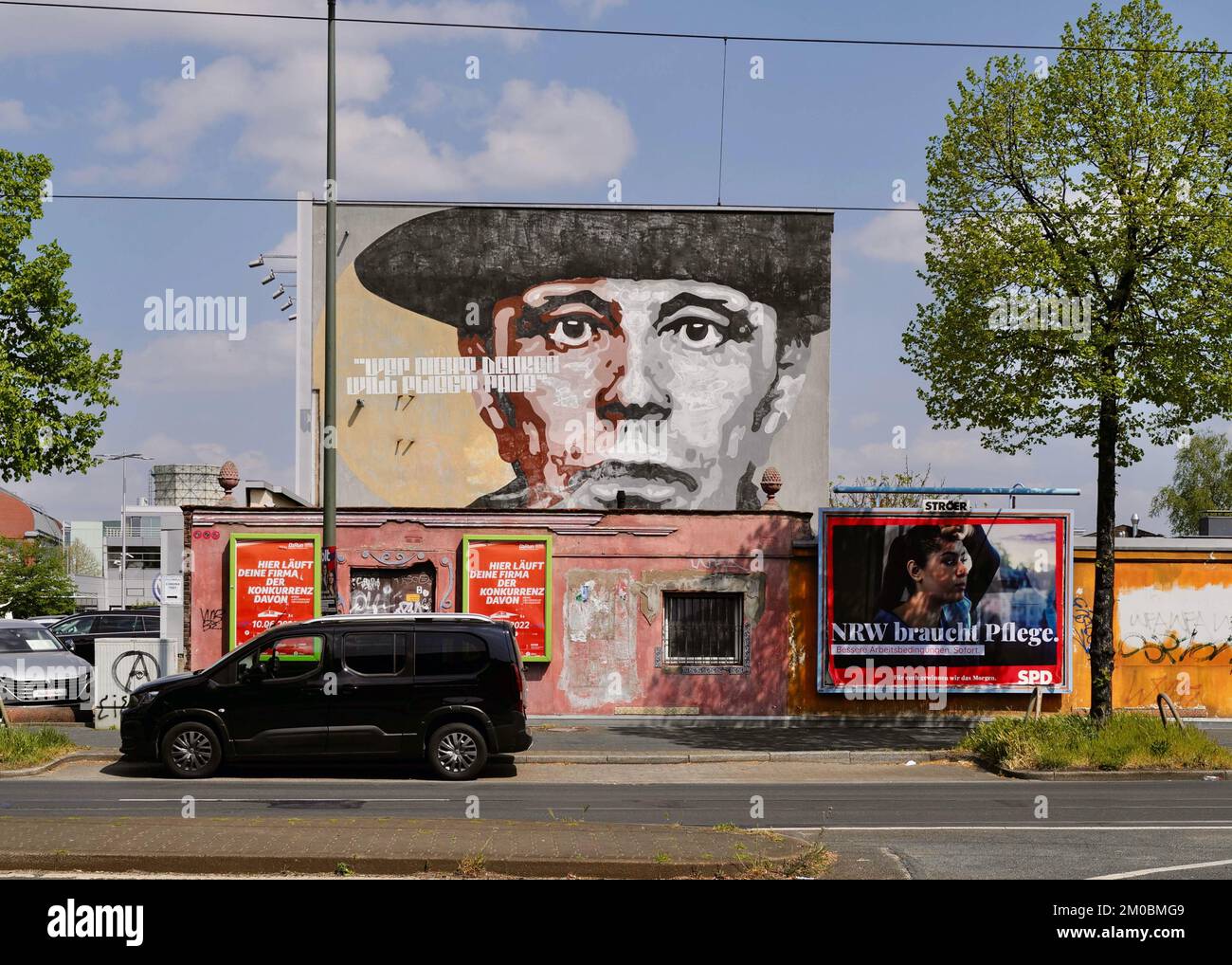 Una Street art Graffiti di Joseph Beuys a Dusseldorf Foto Stock