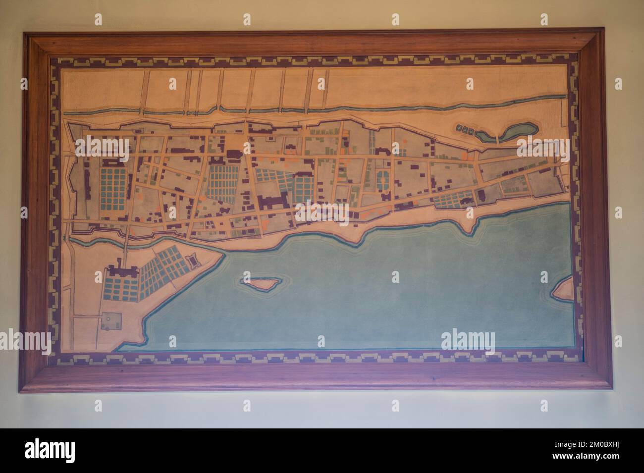 Montreal dalla mappa di Montreal dal 1645 al 1672 nello Chalet du Mont-Royal a Montreal, Quebec, Canada Foto Stock