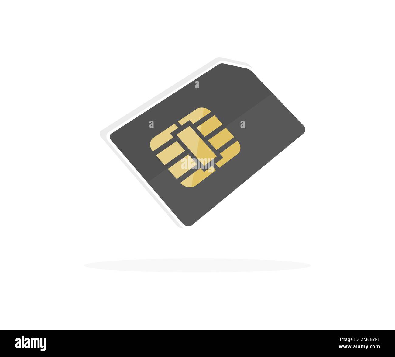 Design del logo di schede sim realistiche e volanti. Rete mobile con tecnologia a microchip esim. Tecnologia di comunicazione mobile. Illustrazione Vettoriale