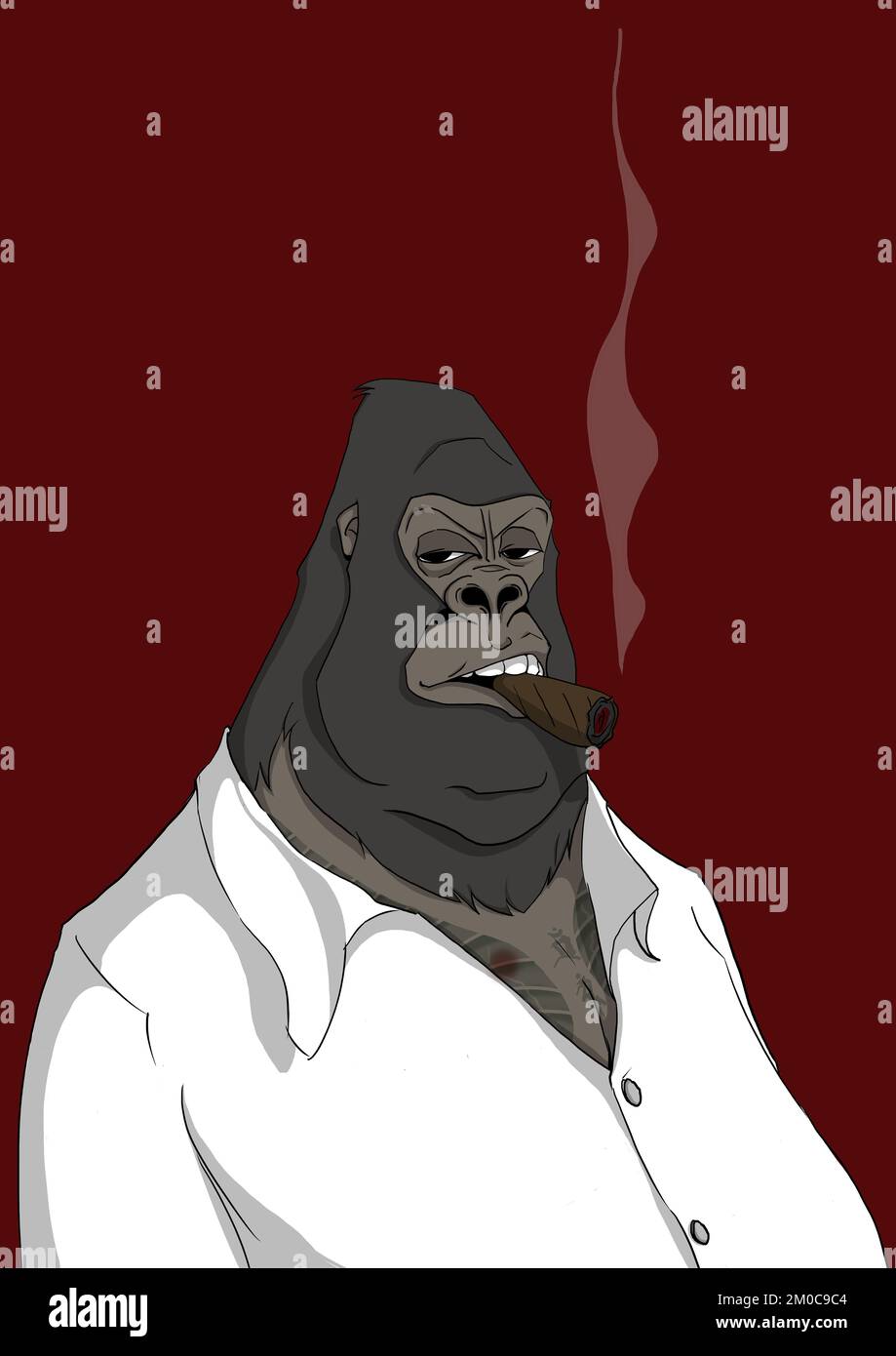 3D illustrazione della mafia di Gorilla isolata su sfondo bianco Foto Stock