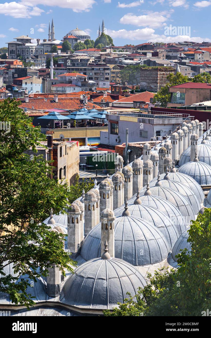 Skyline di Istanbul con cupole e minareti, Turchia Foto Stock