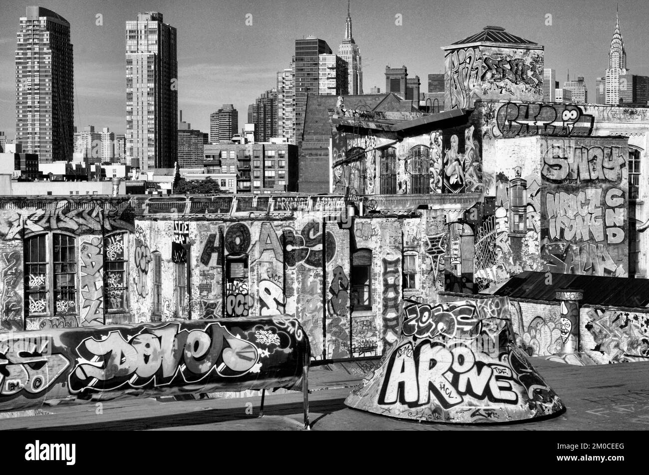 Vicino agli amanti del PS1 e dei Graffiti, ci sono navi che possono essere dipinte dalla linea 7 della metropolitana per mostrare tutta la furia di questa arte PS1 MOMA. New Yor Foto Stock