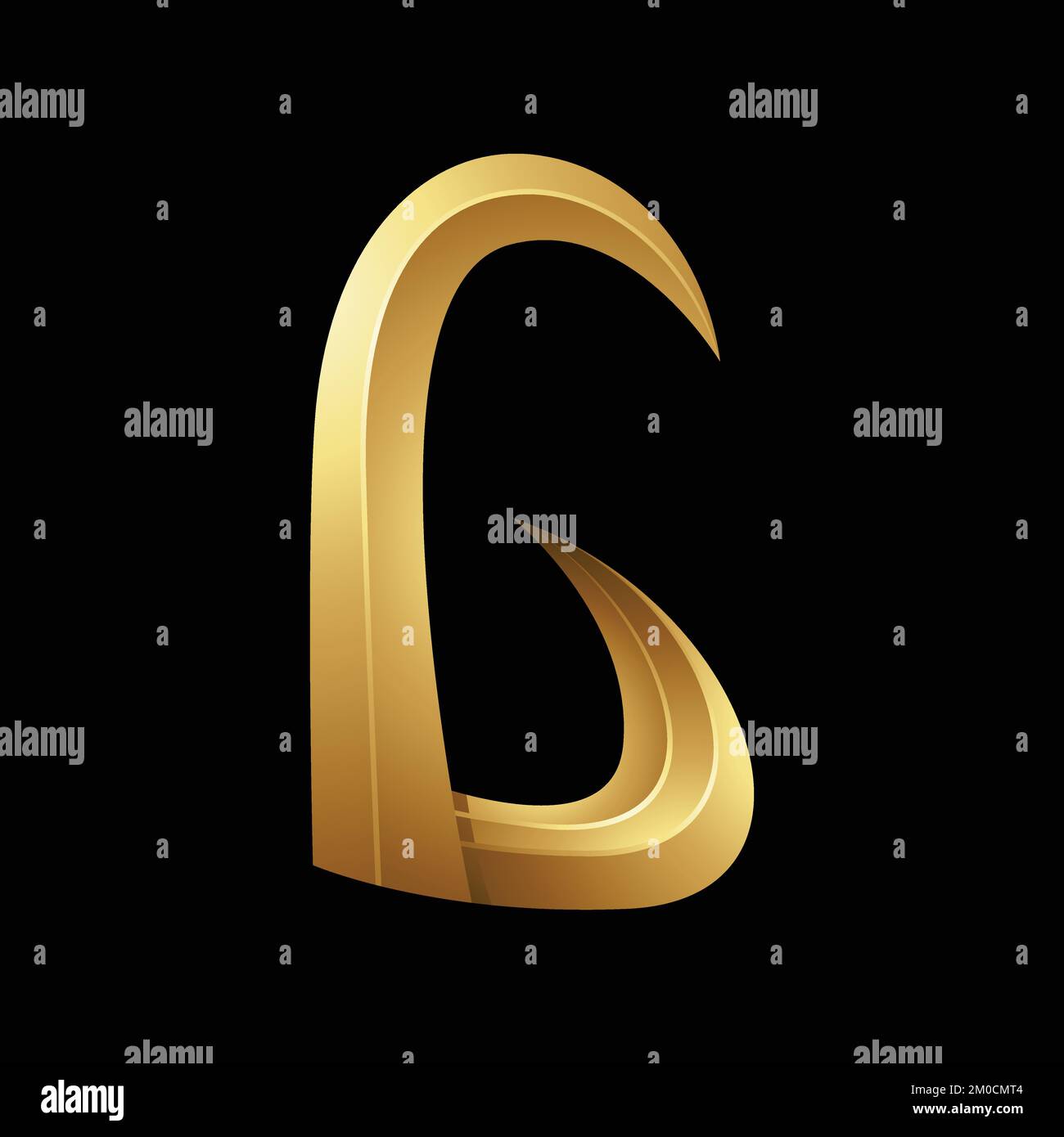 Lettera G tipo Corno d'Oro su sfondo nero Illustrazione Vettoriale