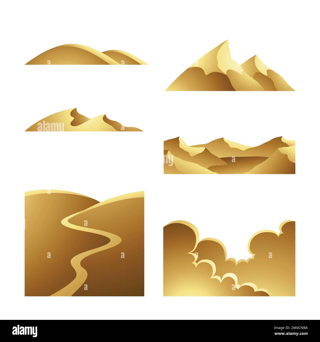Paesaggi dorati su sfondo bianco Illustrazione Vettoriale