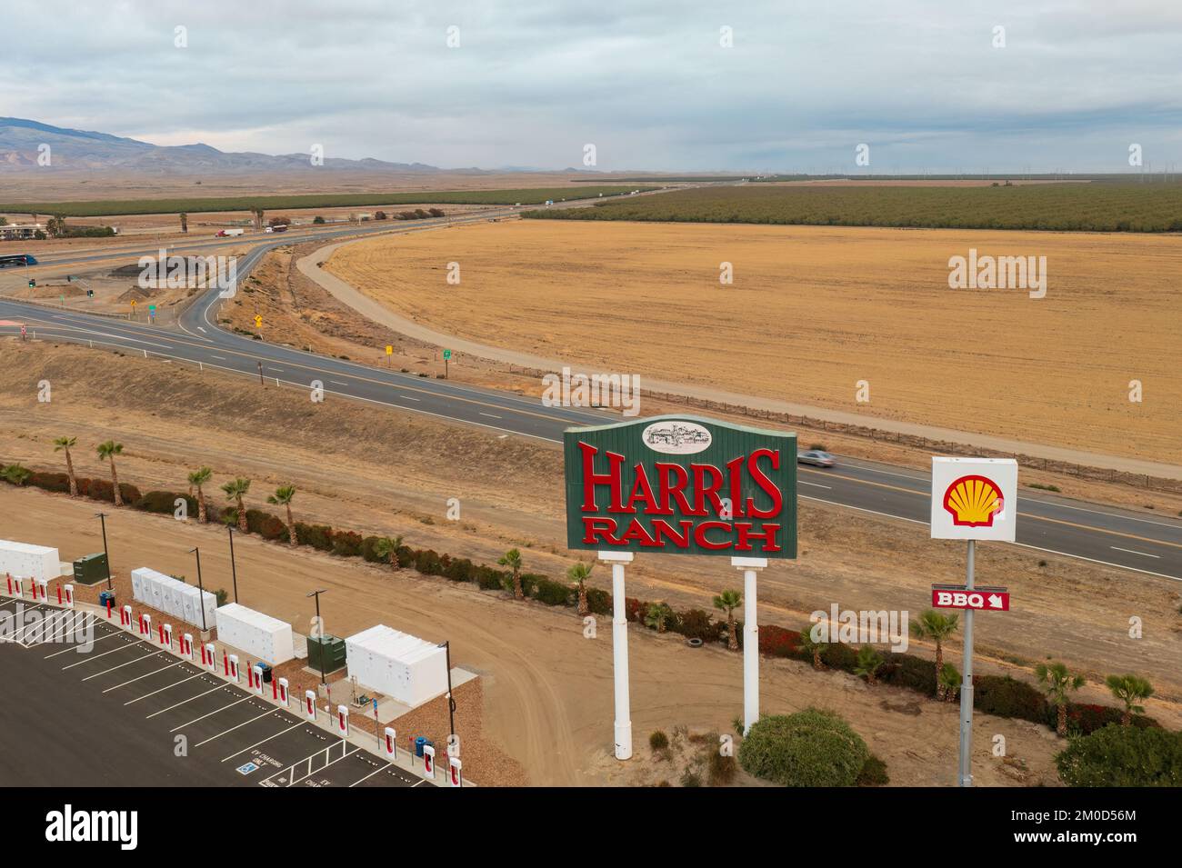 Cartello d'ingresso Harris Ranch. Foto Stock