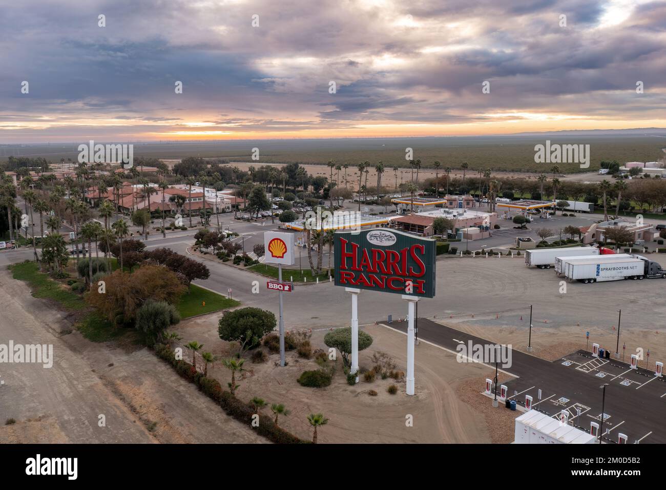 Cartello d'ingresso Harris Ranch. Foto Stock